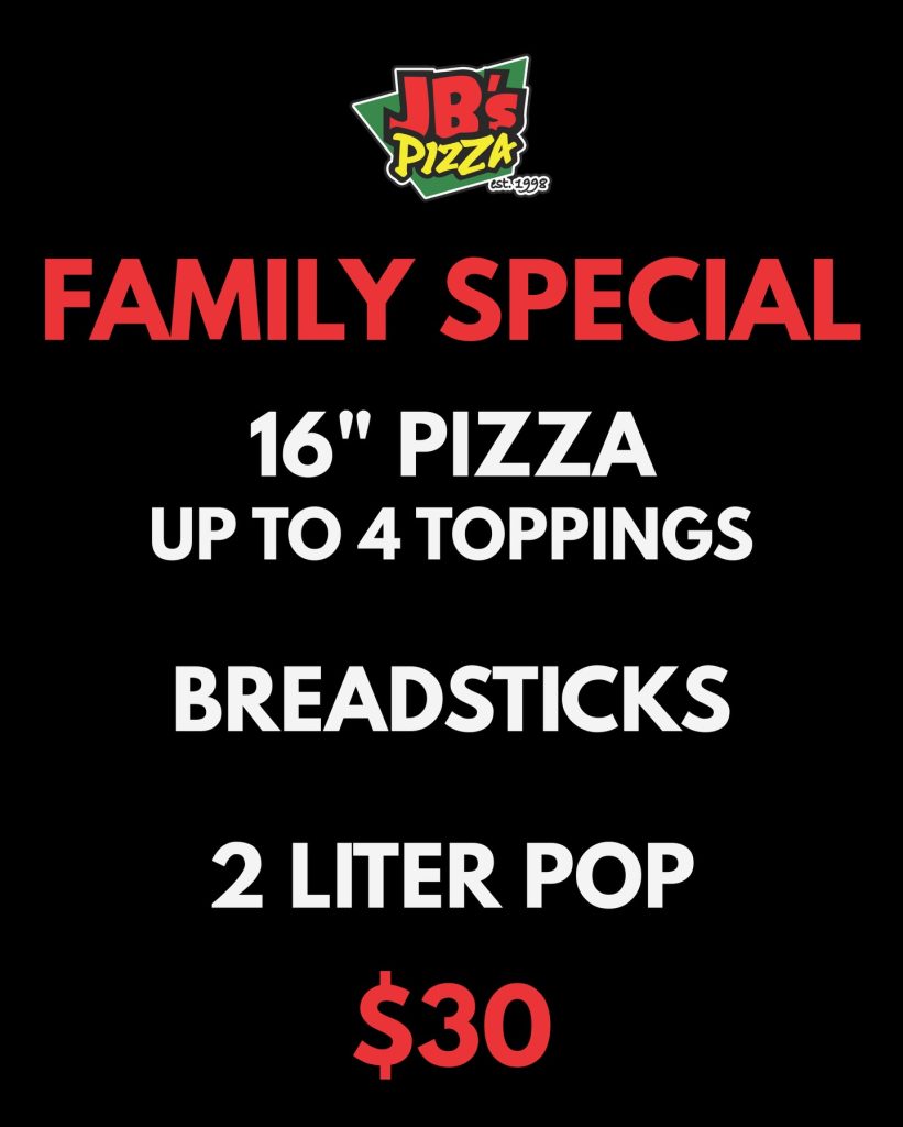$30 family special: 16" pizza, breadsticks and 2-liter
